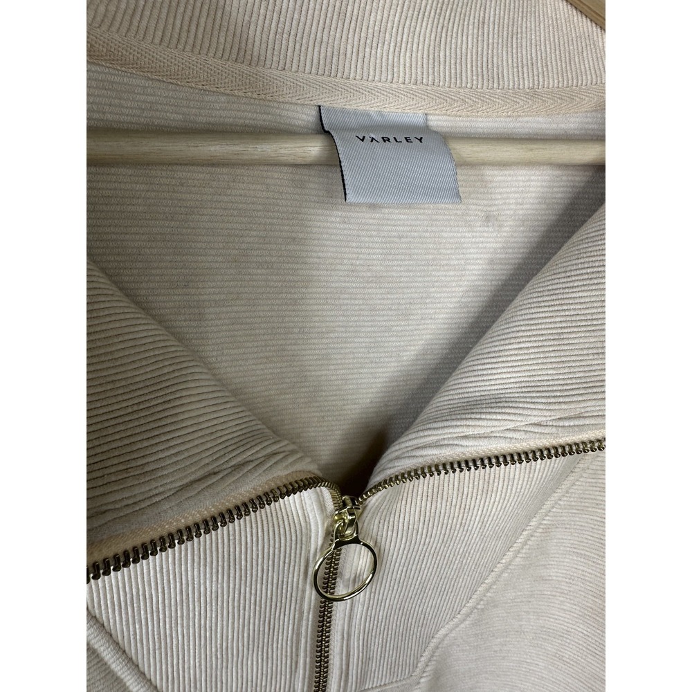 Varley Vine Half Zip Ottoman Ribbed Knit Pullover Beige Top Women's Oversized XS - Picture 8 of 13